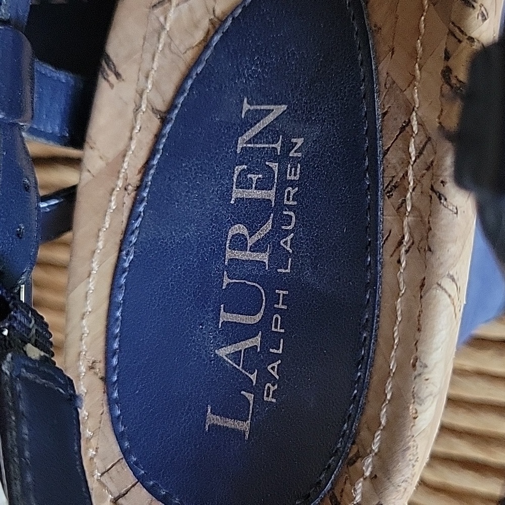 Lauren Ralph Lauren Naris, blue thong wedge sandal, 9B - Picture 12 of 12